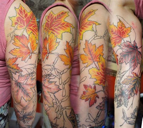 leaf tattoo sleeve|cute leaf tattoos.